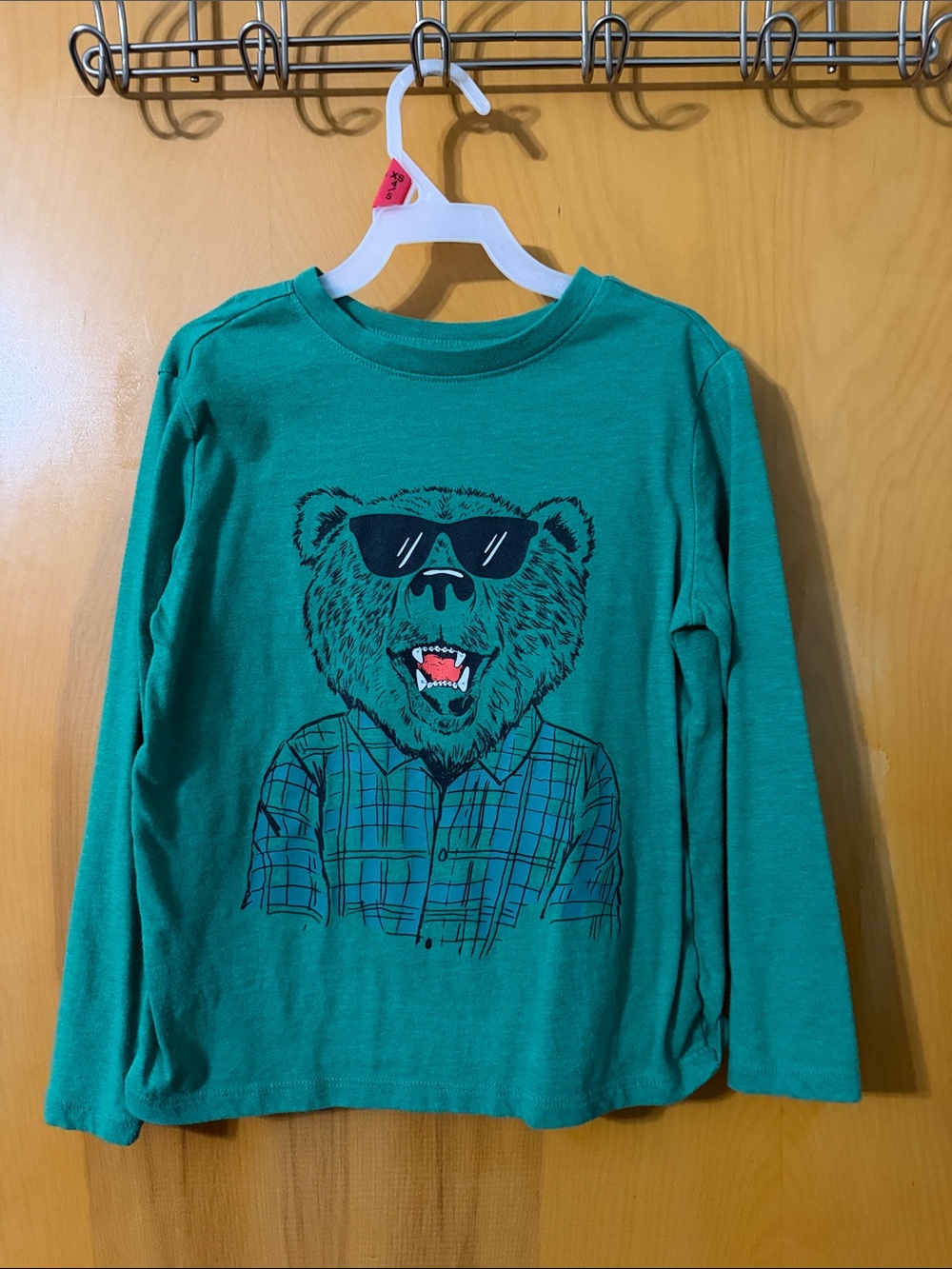 Cat & Jack Teal Green Bear Graphic Long-Sleeve Tee